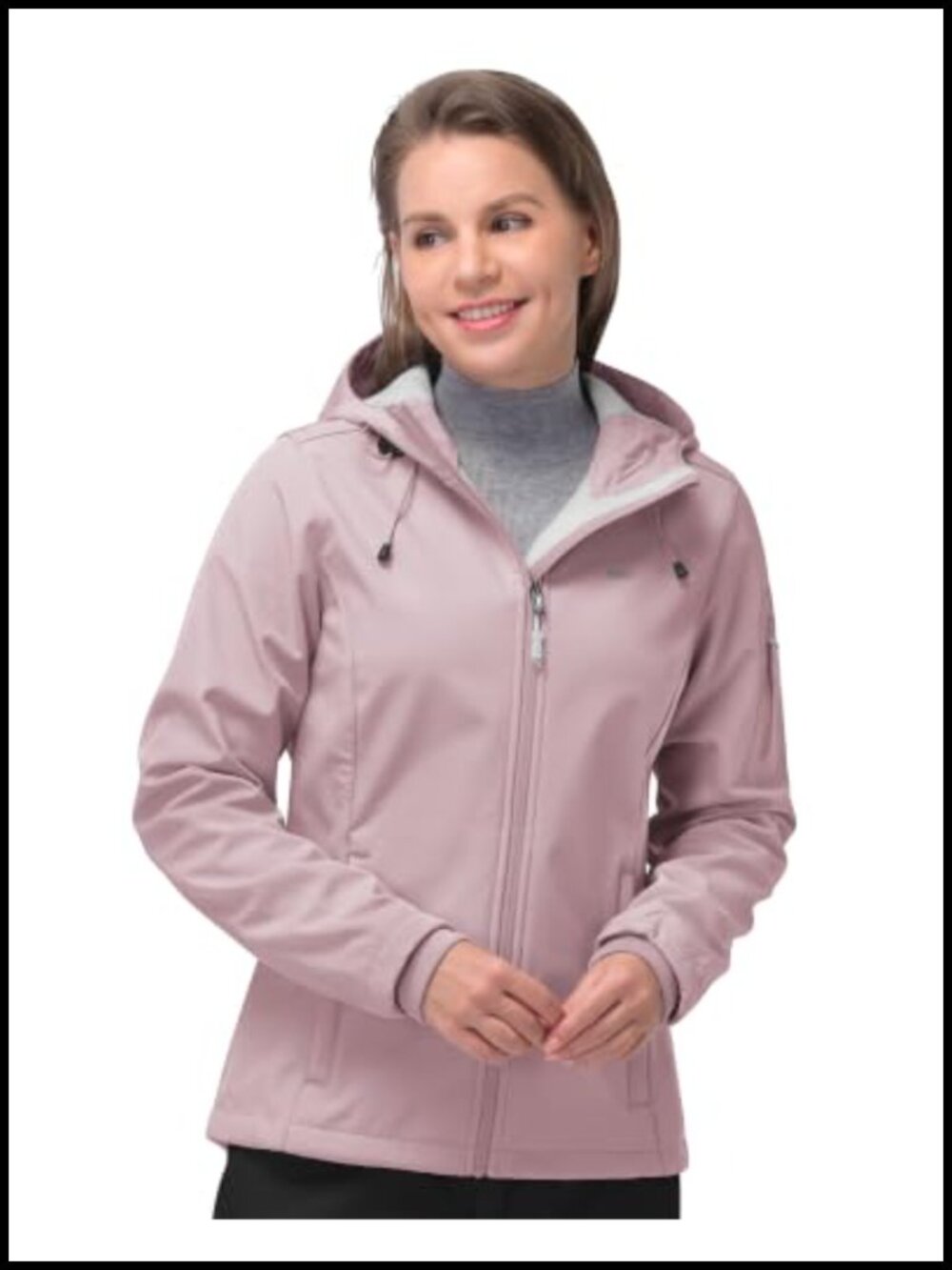 Women's Softshell Jacket Waterproof Hooded Fleece Lined Zip Up Anorak